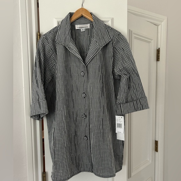 Caroline Rose Black and White Blouse - Picture 1 of 6